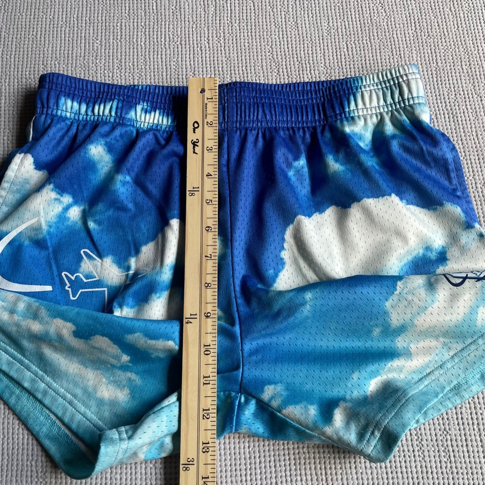 B101 Cloud Print Basketball Shorts Small Blue White Mesh Retro - Picture 7 of 8